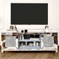60' Mirrored TV Stand with Crushed Diamond Glass Doors - Modern Media